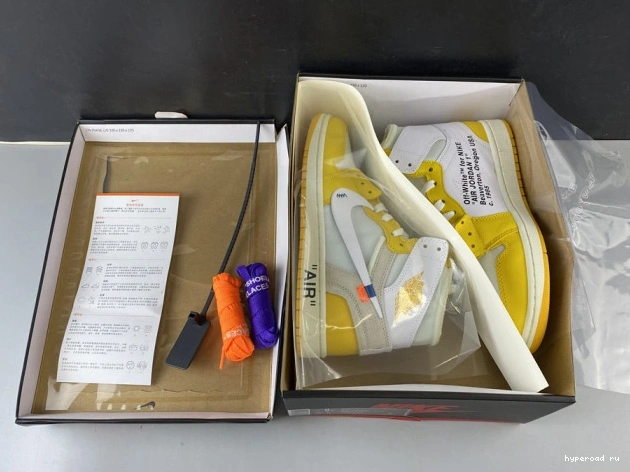 Air White AQ0818-149 Powder Off-White x 1 Yellow-Cone Dark NRG Jordan 0820